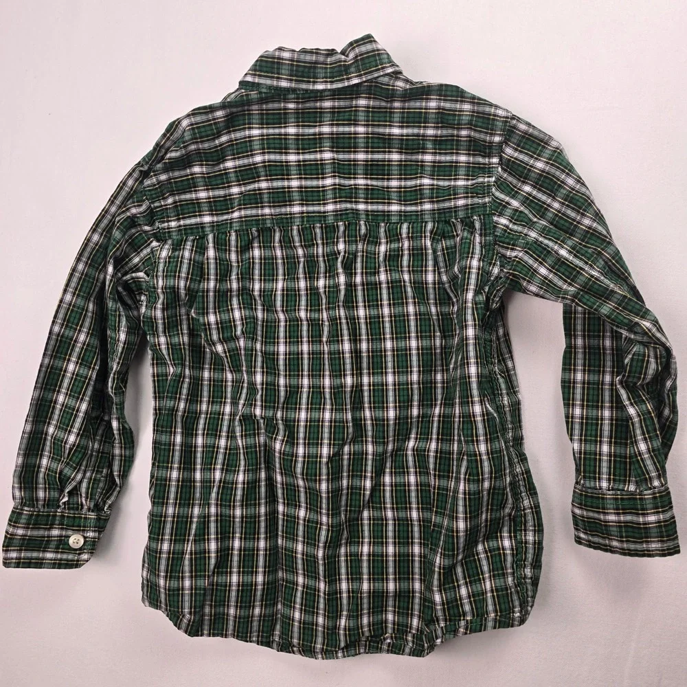 Boys OshKosh Plaid Shirt and Levis 514 Straight Jeans Set Green Blue Size 4T‎